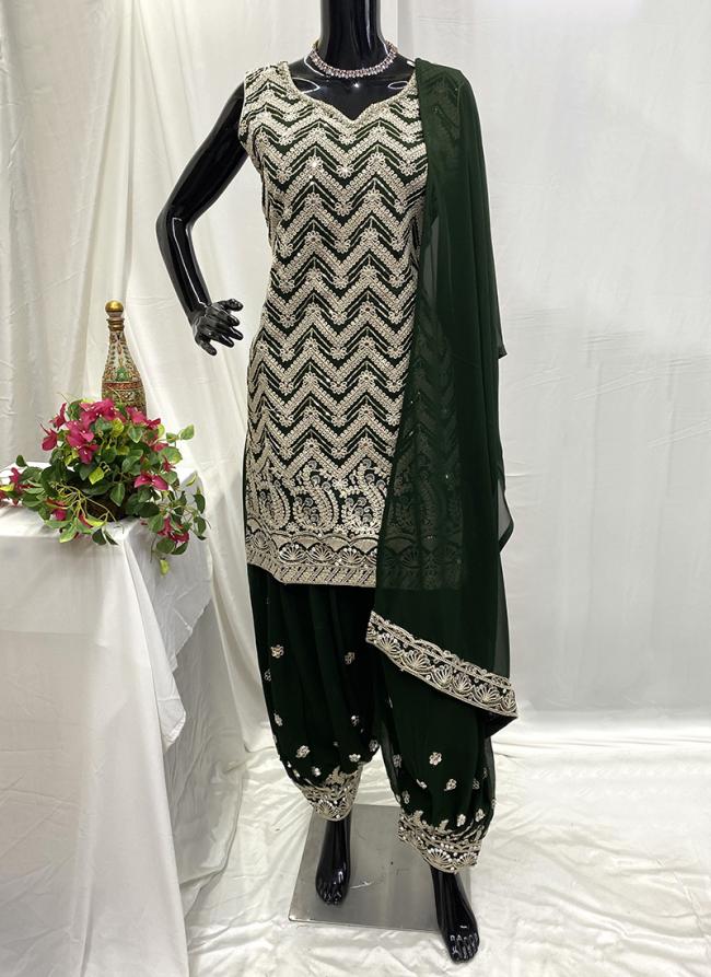 Georgette Green Party Wear Hand Work Readymade Dhoti Suit